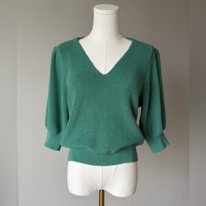 Gentle Fawn Phoebe Spring Green Feminine Soft V-Neck Sweater
